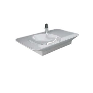 VALET Umywalka podwieszana & nablatowa 92x50,5 cm blat P z otworem na baterię biały połysk