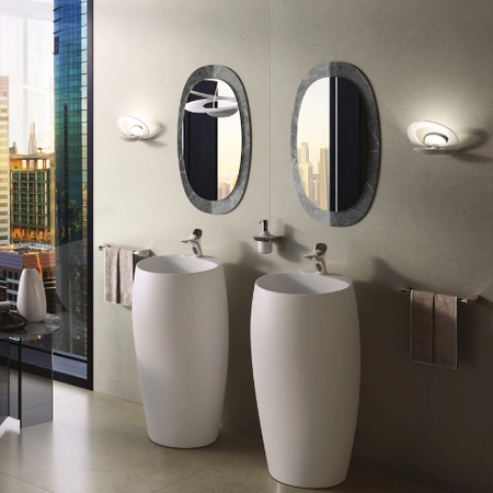 CLOUD Umywalka wolnostojąca okrągła 50x47cm z otworem biały mat