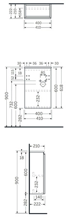 Zestaw PETIT Umywalka okrąg blatP, szafkaJOY Biały