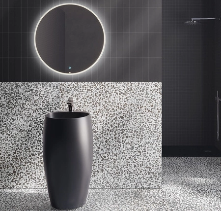 CLOUD Umywalka wolnostojąca okrągła 50x47cm z otworem czarny mat