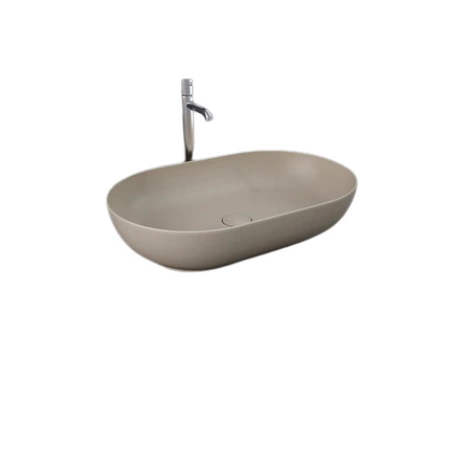 FEELING Umywalka slim nablatowa owalna 55x35 cm cappuccino mat (514)