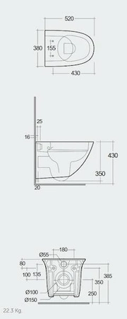 Zestaw SENSATION Miska WC podwiesz. Rimless 52cm & deska WC W/O biały połysk