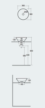 VARIANT umywalka nablat. okrągła 36x36 cm biały mat