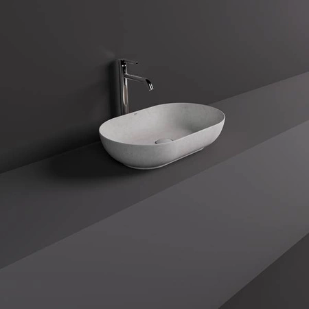 RAK Ceramics SKIN Umywalka slim nablatowa owalna 55x35 cm White Concrete - Efekt kamienia