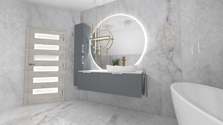 WOODEN MDF w dowolnym kolorze - Lakierowana szafka z lamelami na froncie, dowolna konfiguracja