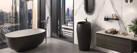 CLOUD Umywalka wolnostojąca okrągła 50x47cm z otworem czarny mat