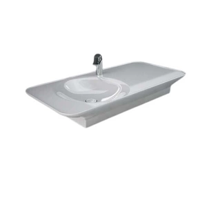 VALET Umywalka podwieszana & nablatowa 112x50,5 cm blat P z otworem na baterię biały połysk