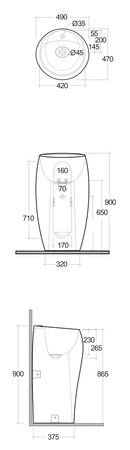CLOUD Umywalka wolnostojąca okrągła 50x47cm z otworem biały połysk