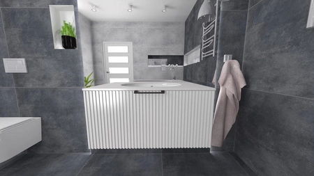 WOODEN MDF w dowolnym kolorze - Lakierowana szafka z lamelami na froncie, dowolna konfiguracja