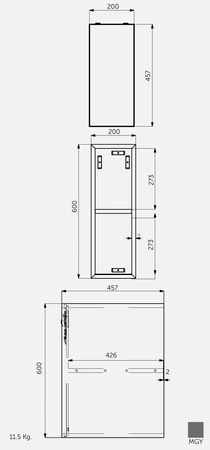 JOY Moduł podwieszany z półkami 20X60X46 cm