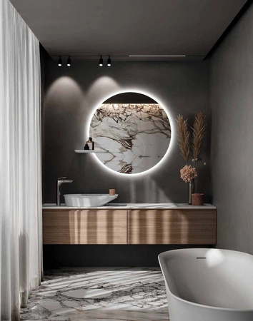 JOY Lustro wiszące 100 cm z oświetleniem LED okrąg