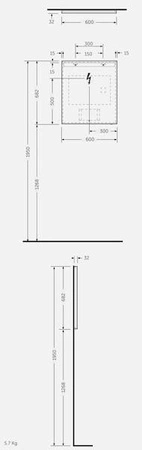 JOY Lustro wiszące 60 x 68 cm z oświetleniem LED prostokąt