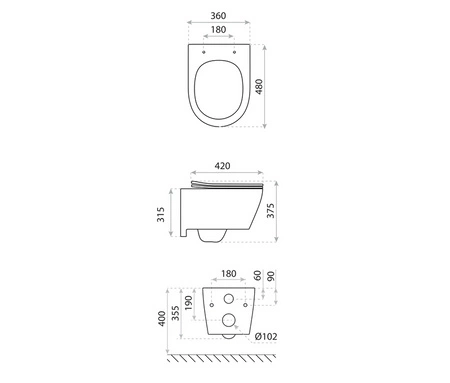 Zestaw TIVOLI Miska z Deską WC Slim W/O podwiesz. 48 cm Biały Połysk