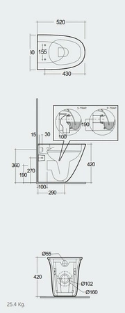 SENSATION Miska WC stojąca Rimless 52x38 cm biały połysk-PROTEC