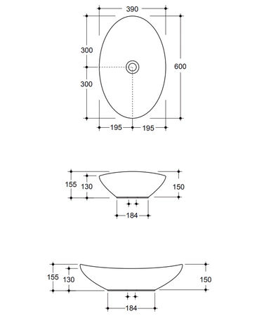 Vitruvit VESSEL ceramiczna umywalka nablatowa owalna 60 x 39 cm w wybranym kolorze