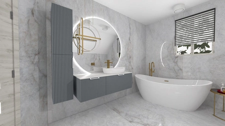 WOODEN MDF w dowolnym kolorze - Lakierowana szafka z lamelami na froncie, dowolna konfiguracja