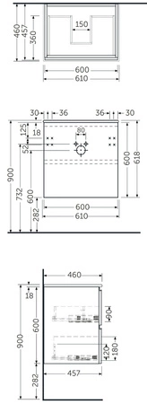 JOY Szafka podumywalkowa podwiesz. 60 cm biała