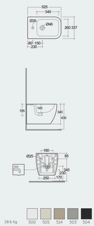 FEELING METROPOLITAN Bidet podwieszany szary mat (503)