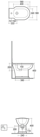 WASHINGTON Bidet stojący 58x36 cm biały połysk