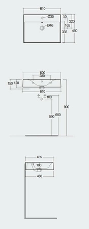 DES Umywalka podwiesz.nablat.61x46cm z otworem beżowy mat