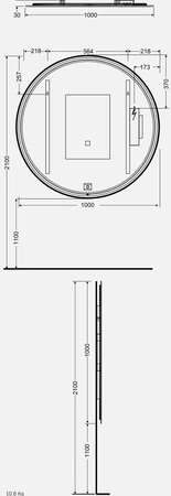 JOY Lustro wiszące 100 cm z oświetleniem LED okrąg