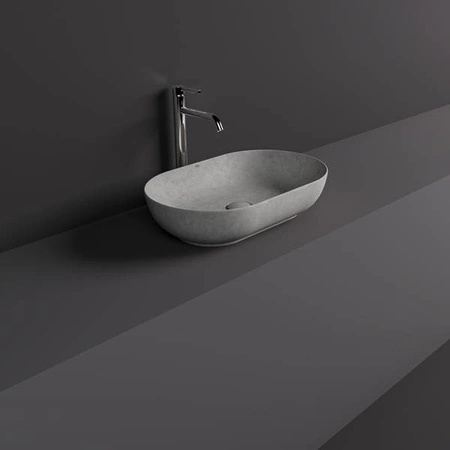 RAK Ceramics SKIN Umywalka slim nablatowa owalna 55x35 cm Grey Concrete - Efekt kamienia