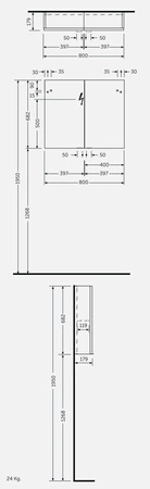 JOY Szafka wisząca z lustrem 80 cm