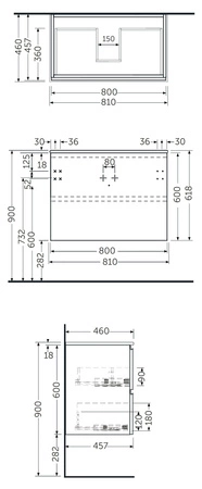 JOY Szafka podumywalkowa podwiesz. 80 cm szara