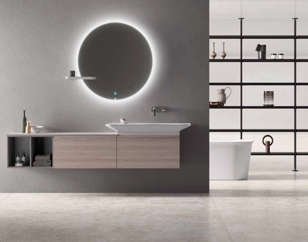 VALET Ceramiczna półka 39,5x20,5 cm do lustra okrągłego JOY lewa biały mat