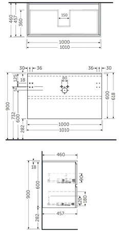 JOY Szafka podumywalkowa podwiesz. 100 cm szara
