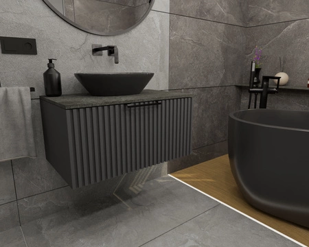 WOODEN MDF w dowolnym kolorze - Lakierowana szafka z lamelami na froncie, dowolna konfiguracja