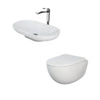 Zestaw DES Miska WC podwieszana z deską W/O i Umywalką Nablatową 70X35CM Biały Połysk
