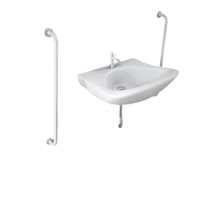 RAK-BELLA Umywalka ergonomiczna dla niepełnosprawnych podwieszana 61x51 cm