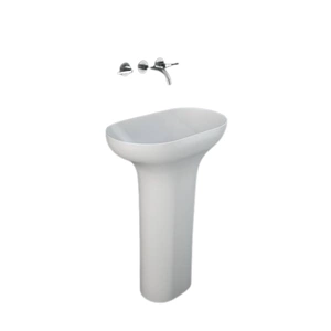 DES Umywalka wolnostojąca 60x35 odpływ do podłogi biały mat