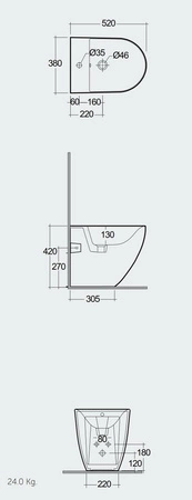 DES Bidet stojący 52x38 cm biały połysk