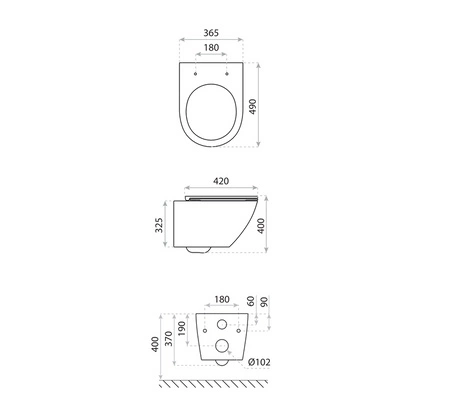 Zestaw MEDEA Miska z Deską WC Slim W/O podwiesz. 49 cm Biały Połysk