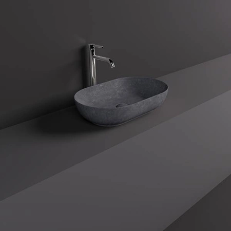 RAK Ceramics SKIN Umywalka slim nablatowa owalna 55x35 cm Carbon Concrete - Efekt kamienia