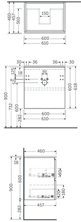 JOY szafka podumywalkowa podwiesz.60cm moka walnut
