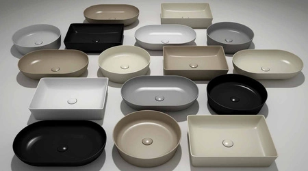 FEELING Umywalka slim nablatowa owalna 55x35 cm szary mat (503)