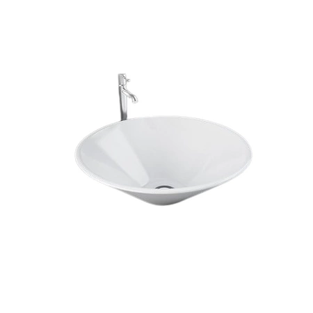 DAISY Umywalka nablatowa 38 cm okrągła biały połysk