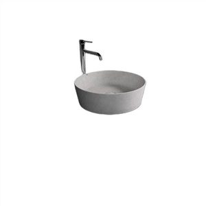 RAK Ceramics SKIN Umywalka slim nablatowa okrągła 42 cm White Concrete - Efekt kamienia